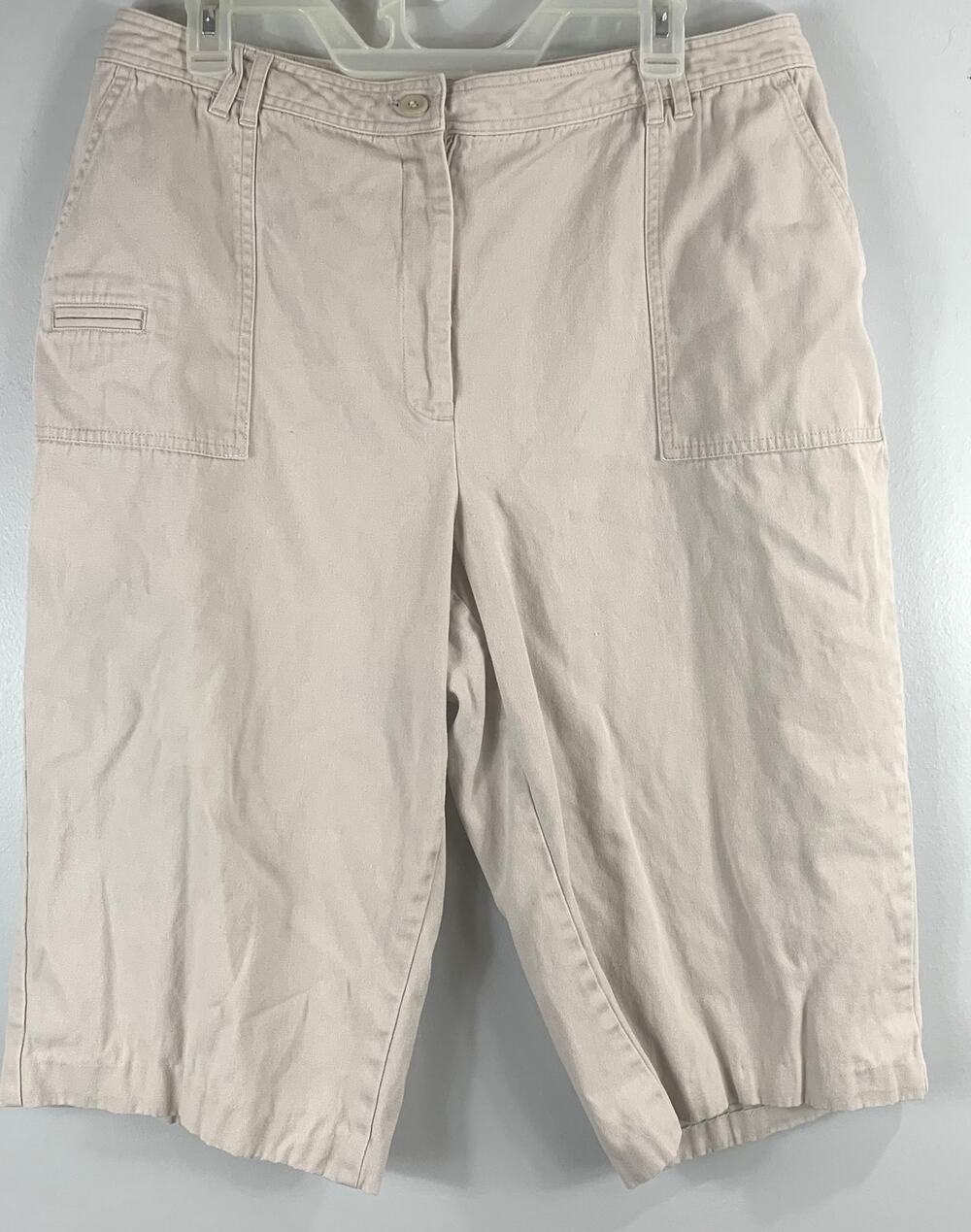 Studio Works Women's Capri Khaki Pants Size 16 Wide Leg